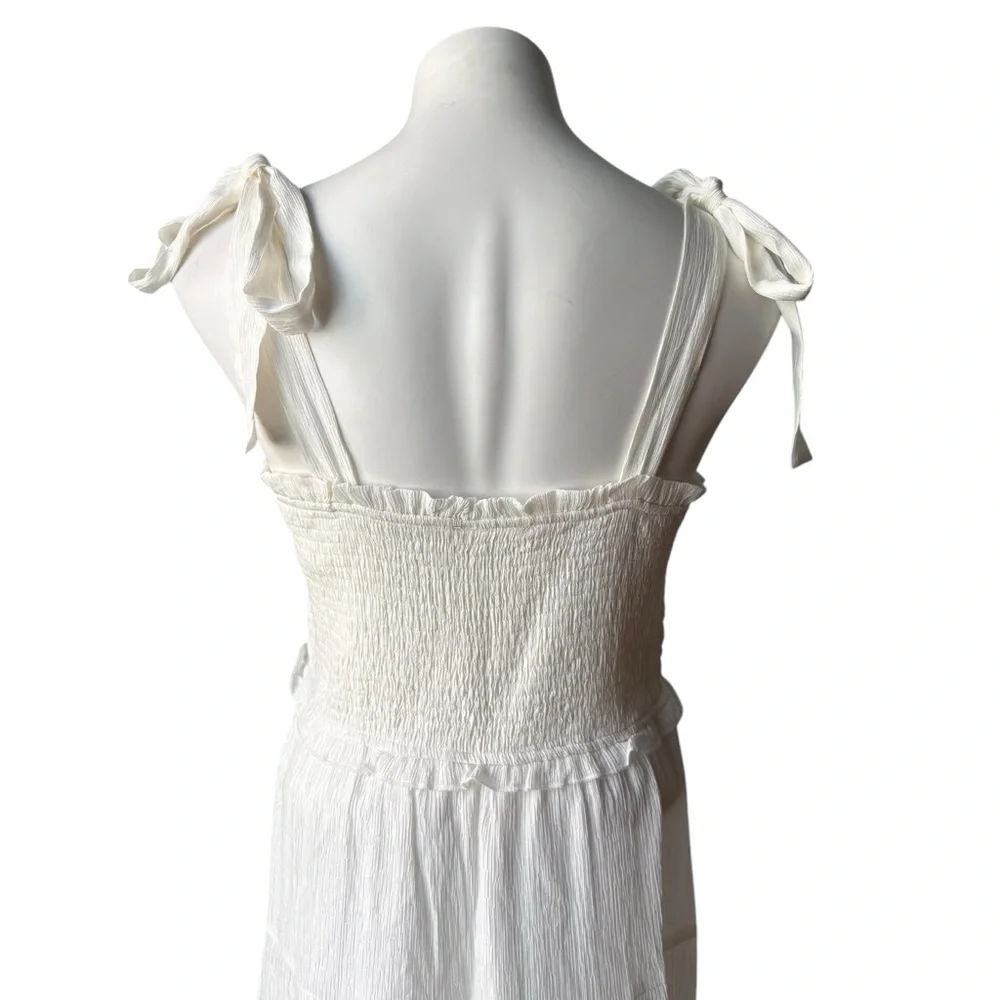 Talulah White Smocked Maxi Dress Shoulder Ties, Sz L - Picture 8 of 14